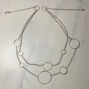 Sterling Silver Chain of Circles Adjustable‎ Necklace 925